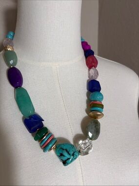 Chico's Turquoise, Purple & Pink Mixed Bead Necklace